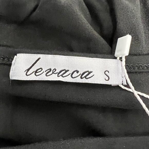 Levaca Womens Dress Black Midi Belted Long Sleeve Diagonal Ruffle Artsy S New - Picture 12 of 12